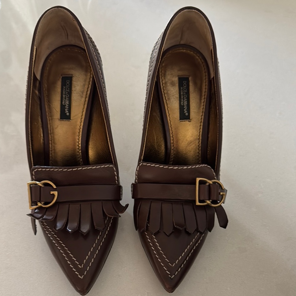 Dolce & Gabbana Brown Leather Loafers for Women